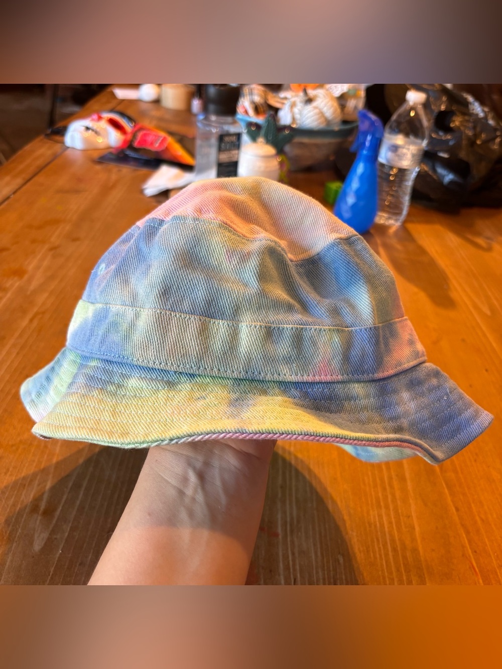 Original use womens tie dye adjustable bucket hat multicolor pastel OS